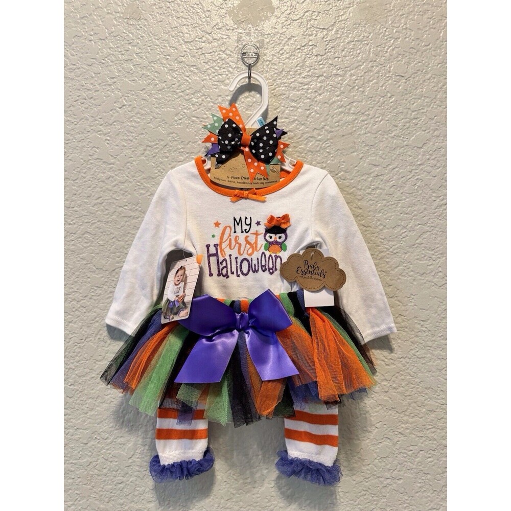 NWT Baby Girl My First Halloween 4-PC Outfit/Set BABY ESSENTIALS BRAND Size 6M